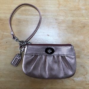 Mini Rose Gold Coach Wristlet